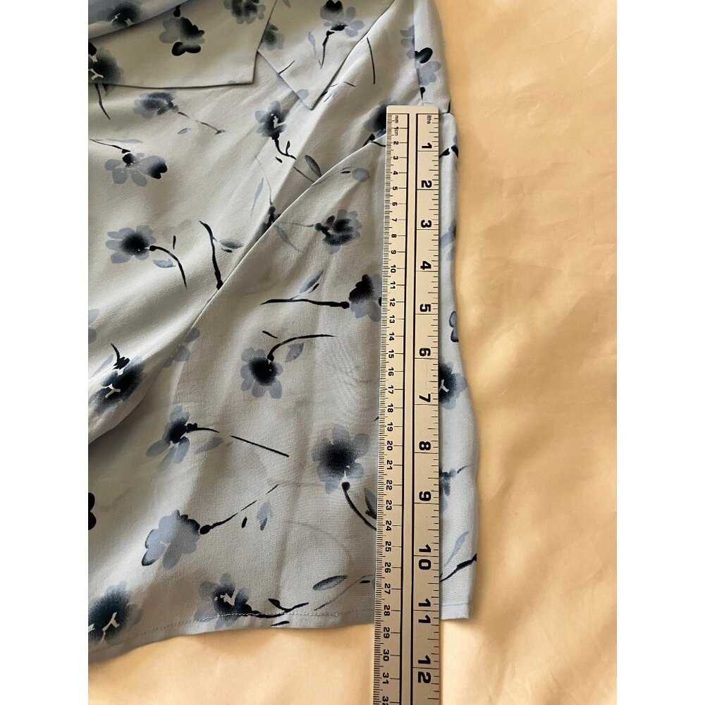 Casual Corner ANNEX Woman Blue Silk Short Sleeves Collar Buttons Blouse Top 22W - Picture 11 of 13